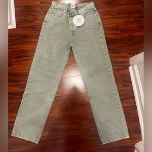 Princess Polly.Holly Asymmetric Straight LegJean Green Denim.